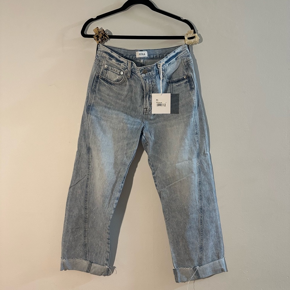 Pistola Blue Boyfriend Jeans Casual Cropped Style